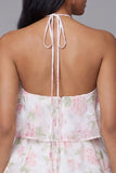 Purple Halter Tiered Ruffle A Line Mini Dress