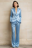 2 Piece Single Breasted Blue Peak Lapel Women Suits