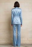 2 Piece Single Breasted Blue Peak Lapel Women Suits