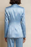 2 Piece Single Breasted Blue Peak Lapel Women Suits