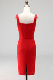 Pencil Square Neck Navy Work Dress