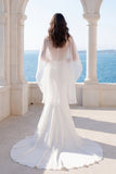 Spaghetti Straps Ivory Mermaid Wedding Dress with Capelet