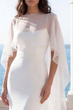 Spaghetti Straps Ivory Mermaid Wedding Dress with Capelet