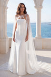 Mermaid Strapless Ivory Wedding Dress with Cloak