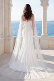 Mermaid Strapless Ivory Wedding Dress with Cloak
