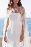 Mermaid Strapless Ivory Wedding Dress with Cloak
