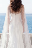 Mermaid Strapless Ivory Wedding Dress with Cloak