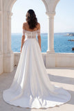 Beaded Off The Shoulder Ivory Mermaid Wedding Dress with Slit