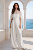 Sweetheart Ivory 2 Piece Wedding Outfit with Capelet