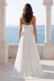 Pleated Strapless Ivory A Line Wedding Dress