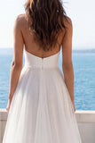 Ruched Halter Ivory A Line Wedding Dress