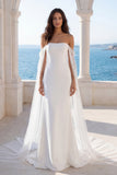 Off The Shoulder Mermaid Ivory Wedding Dress with Sash