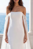 Off The Shoulder Mermaid Ivory Wedding Dress with Sash