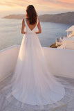 Ivory Beaded Mermaid V-Neck Wedding Dress