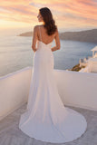 Ivory Cut Out Mermaid Spaghetti Straps Satin Wedding Dress