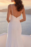 Ivory Cut Out Mermaid Spaghetti Straps Satin Wedding Dress