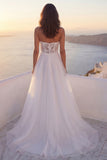 Ivory Strapless A Line Wedding Dress with Lace