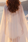 Strapless Satin Pearl Ivory Mini Dress with Cape