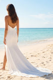 Mermaid Ivory Ruched Sweetheart Wedding Dress with Slit