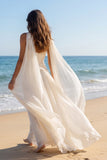 Sweetheart A Line Ivory Ruched Wedding Dress with Streamer
