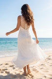 High Neck Ivory Long Engagement Dress