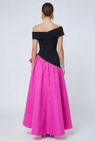 A Line High Low Ruffled Fuchsia and Black Formal Dress