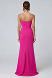 Strapless Fuchsia and Red Mermaid Ruched Formal Dress
