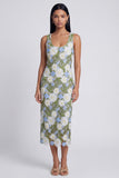 Green Sheath Square Neck Wedding Guest Dress with Appliques