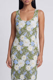 Green Sheath Square Neck Wedding Guest Dress with Appliques