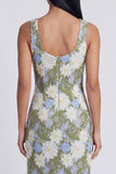 Green Sheath Square Neck Wedding Guest Dress with Appliques