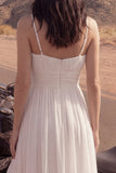 Ivory A Line Ruched Ruffled High Low Wedding Dress