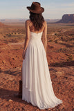 Strapless A Line Long Wedding Dress with Slit
