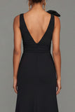 Black V-Neck Long Formal Dress With Bow