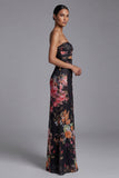 Sweetheart Black Floral Mermaid Cut Out Long Evening Dress