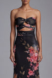 Sweetheart Black Floral Mermaid Cut Out Long Evening Dress