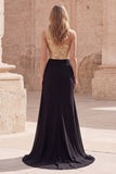 Gold and Black Sequin One Shoulder Mermaid Prom Dress with Slit