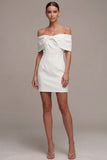 Bodycon Off the Shoulder White Graduation Dress with Bow