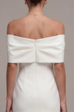 Bodycon Off the Shoulder White Graduation Dress with Bow