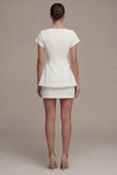 2-Piece A Line Bateau Neck Satin Little White Dress
