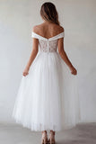 Off the Shoulder A Line White Lace Engagement Dress