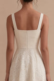 Ivory Lace Spaghetti Straps A Line Midi Engagement Dress