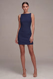 Simple White Bateau Neck Mini Dress
