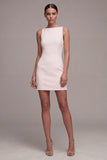 Simple White Bateau Neck Mini Dress