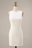 Simple White Bateau Neck Mini Dress