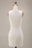 Simple White Bateau Neck Mini Dress