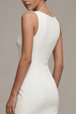 Simple White Bateau Neck Mini Dress