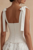 Floral Corset White A Line Mini Graduation Dress with Bow