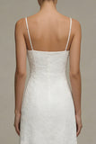 White A Line Spaghetti Straps Graduation Dress with Appliques