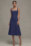 Spaghetti Straps White Satin A Line Pleated Graduation Dress