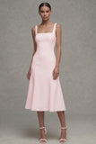 Spaghetti Straps White Satin A Line Pleated Graduation Dress